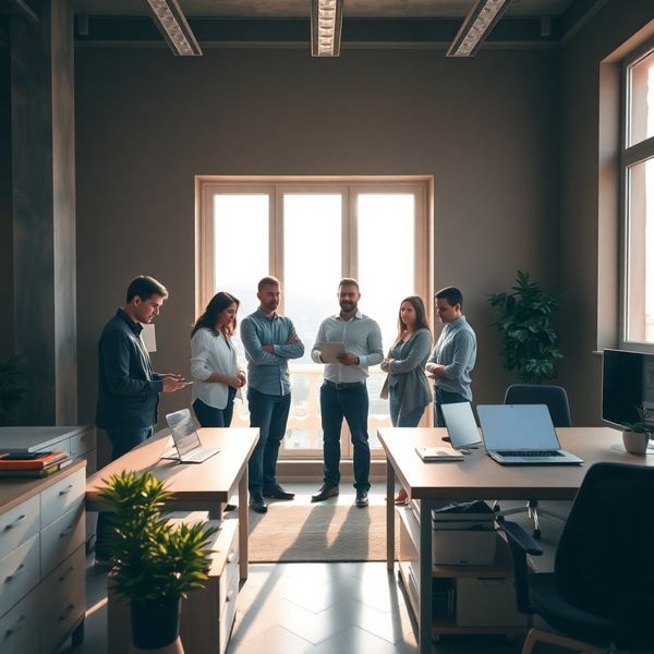 Il team di Nuovo Atelier al lavoro nell'ufficio di Catania